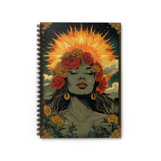 Tarot Notebook - Ruled Line with The Sun Tarot Design